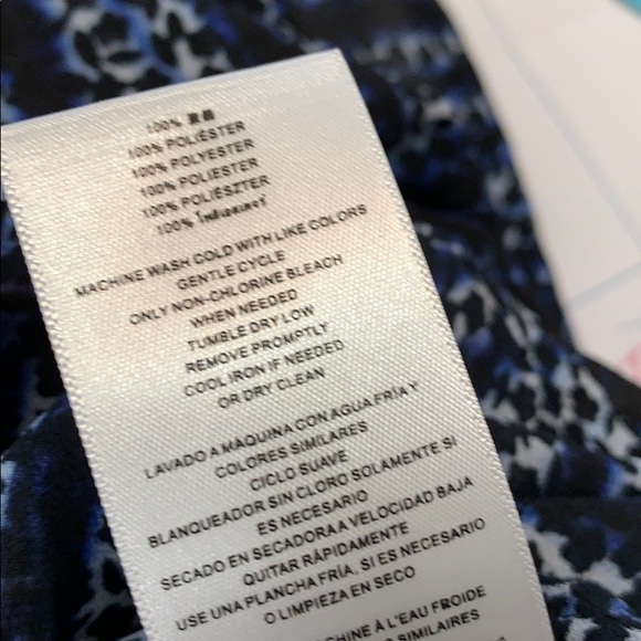 Michael Kors Animal Print Button Down Navy and White Blouse - Picture 11 of 11